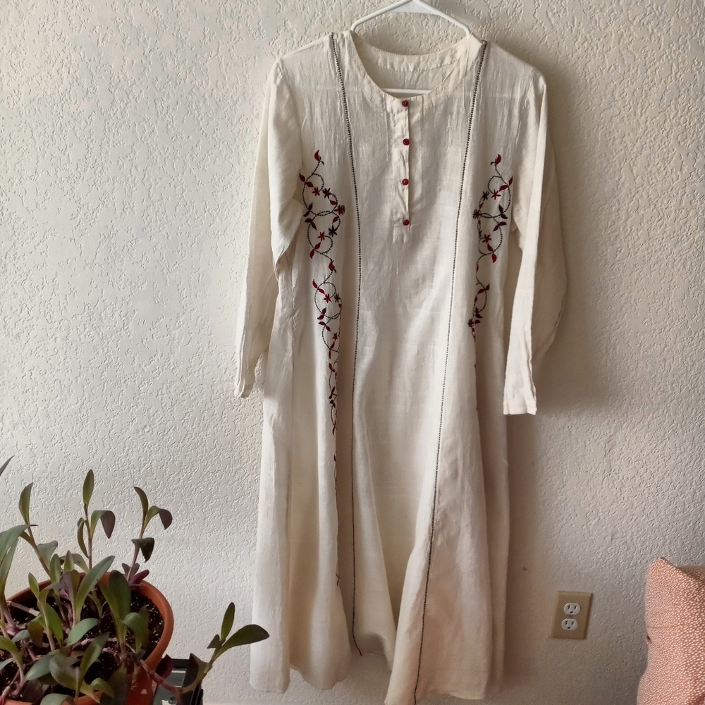Cotton Embroidered Peasant Dress